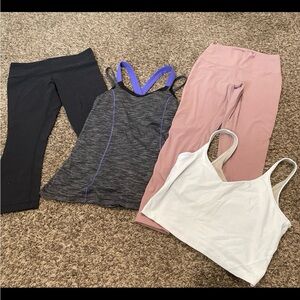 Lululemon Athletica, bundle of four items, leggings and bras assorted sizes